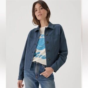 Pact Womens Twill Shadow Blue Organic Cotton Denim Jacket Size XS Casual